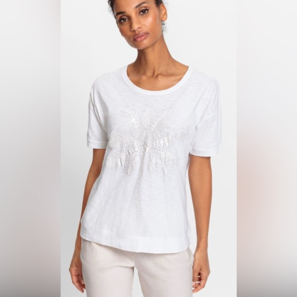 Olsen Women's 100% Organic Cotton Sequin Embellished T-Shirt
